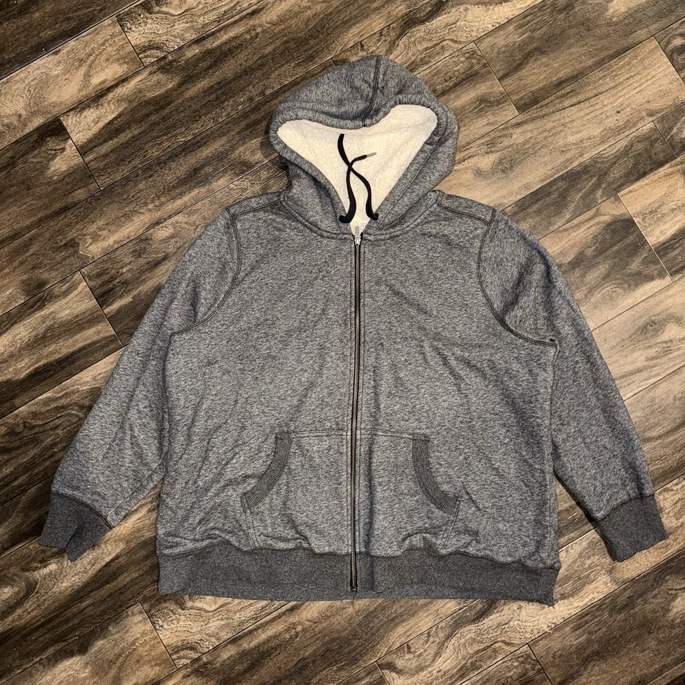 L.L.Bean Men's 2X Sherpa Fleece Lined Full-Zip Hooded Jacket Heather Grey LS